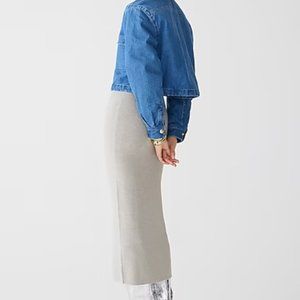 J.Crew sweater-knit skirt in semi shiny silver yarn NWT